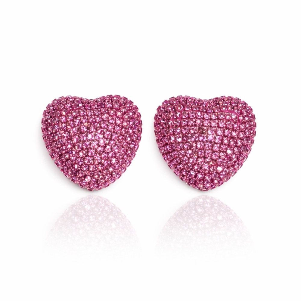 ⚜️ Pink Heart Stud Earrings - Picture 1 of 3